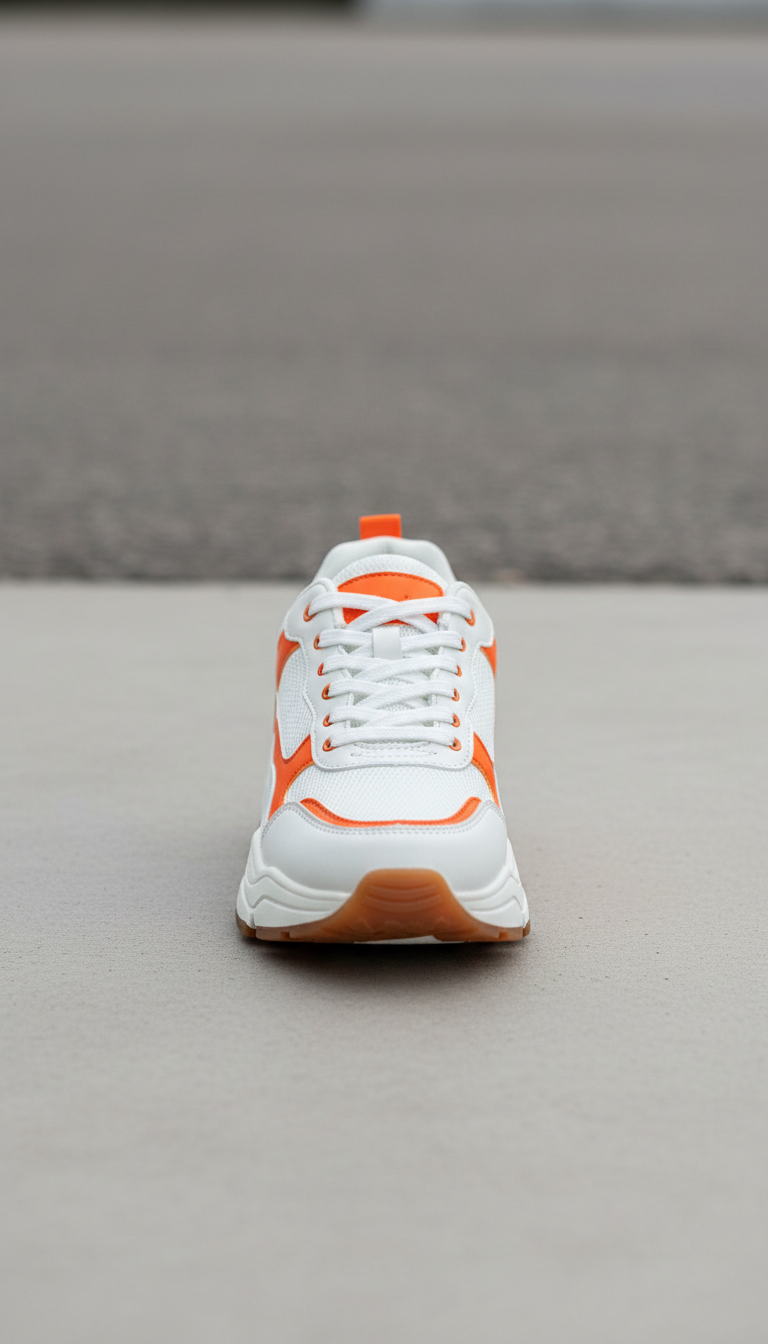Tênis Branco com Detalhes Laranja