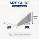 White Triangle Wedge Cushion, Ergonomic 6-Way Memory Foam Pillow, 50cm Wide, 26cm High, for Sleep Lumbar Support Reading