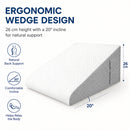 White Triangle Wedge Cushion, Ergonomic 6-Way Memory Foam Pillow, 50cm Wide, 26cm High, for Sleep Lumbar Support Reading