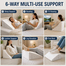 White Triangle Wedge Cushion, Ergonomic 6-Way Memory Foam Pillow, 50cm Wide, 26cm High, for Sleep Lumbar Support Reading