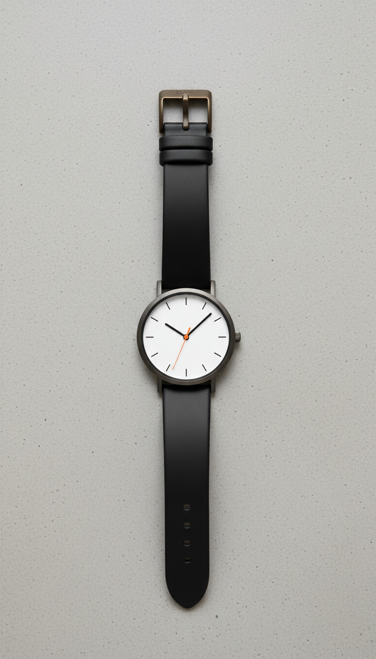 Relógio Masculino Pulseira Preta Mostrador Minimalista