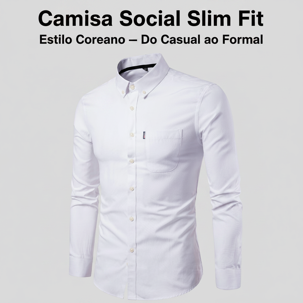 Camisa Social Slim Fit — Estilo Coreano