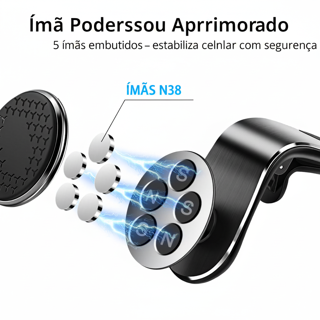 Ímãs N38 Aprimorados — 5 ímãs embutidos