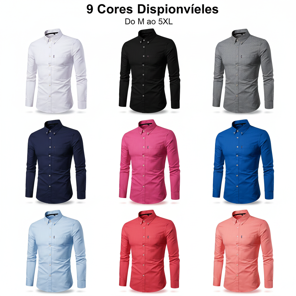 9 Cores Disponíveis — Do M ao 5XL