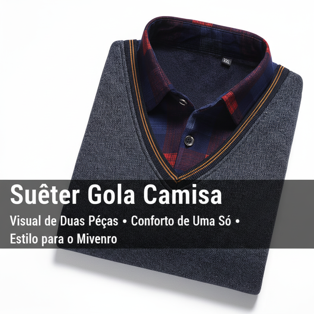 Suéter Gola Camisa — Visual de Duas Peças